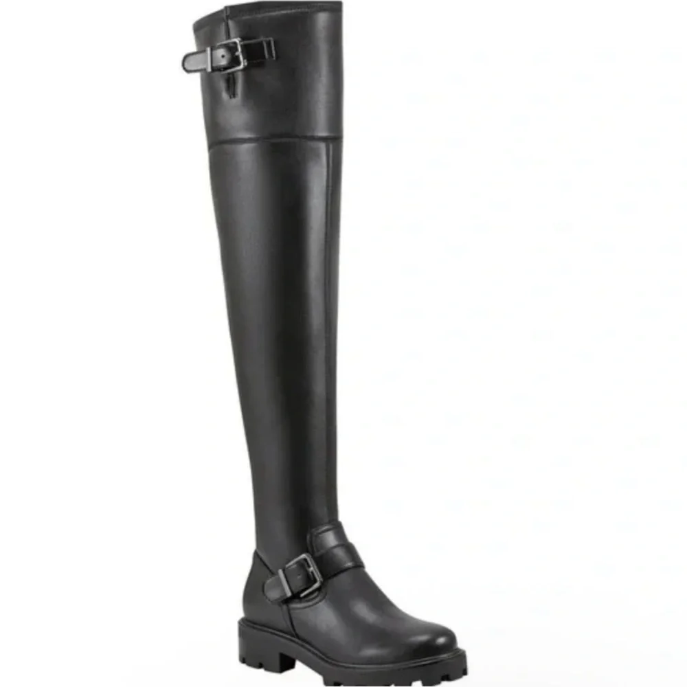🌸MARC FISHER🌸 Ganven Lug Sole Biker Thigh-High Boots in Black  Size: 6